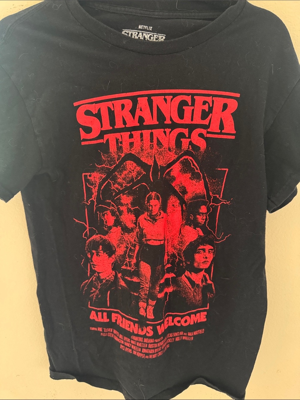 Netflix Stranger Things Black Tee with Red Graphic
